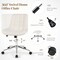 White Teddy Fleece Armless Office Chair with 5 Smooth Rolling Wheels and Metal Base